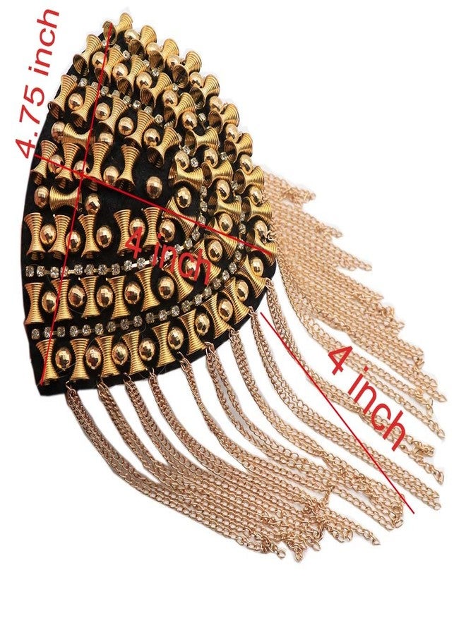 زوج واحد من رقعة الكتف الذهبية ذات السلسلة والشرابة، شارة الكتف، دبوس بروش، زينة زي الهالوين، رقعة (ذهبية) - Image 4